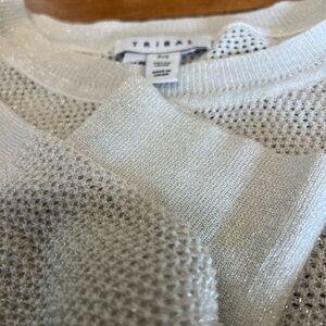 Tribal White Knit with silver sparkle Sweater